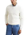 Reiss Luca Long Sleeve Cable Knit Crewneck Sweater In White