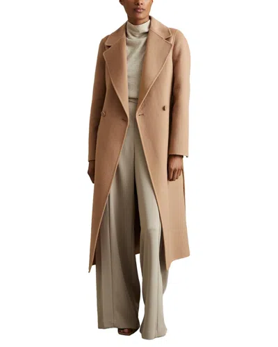 Reiss Lucia Long Coat In Brown