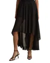 Reiss Black Petite Sheer-overlay High-low Shorts