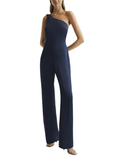 Reiss Lucinda Bridesmaid One Shoulder Jumpsuit In Blue