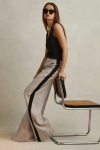 Reiss Neutral Colourblock Linen Wide Leg Trousers In Neutral