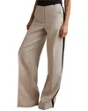 Reiss Luella Wide Leg Side Stripe Linen Trouser In Neutral