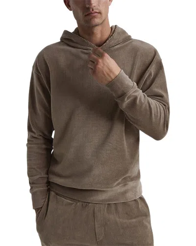 Reiss Luis Cord Overhead Hoodie In Brown