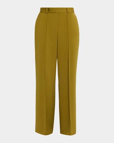 Reiss Luisa Wide-leg Pintuck Trousers In Green