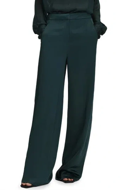 Reiss Lula Satin Wide Leg Trouser In Green