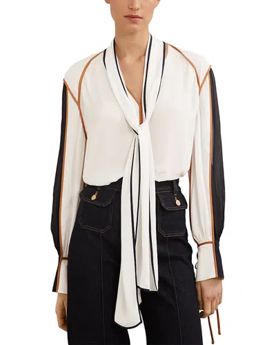 Reiss Lulu Tipped Blouse In White