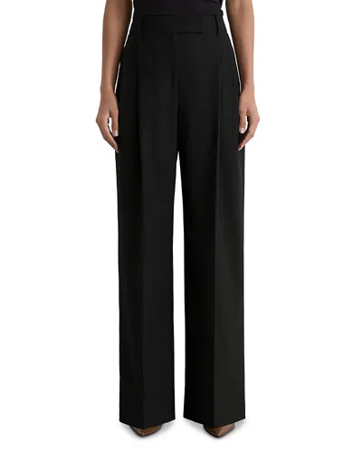 Reiss Luna Pleated Wide Leg Pants In Black