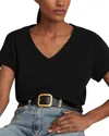 Reiss Black Brushed-cotton V-neck T-shirt In Black