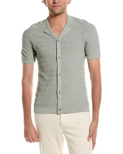 Reiss Lunar Textured Cuban Collar Button-through Shirt In Neutral