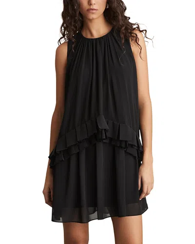 Reiss Luni Sleeveless Ruffled Dress In Black