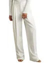 Reiss Cream Double Pleat Wide Leg Tux Trousers In White