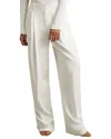 Reiss Cream Double Pleat Wide Leg Tux Trousers In White
