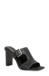 Reiss Black Leather Buckle Block-heel Sandals In Black