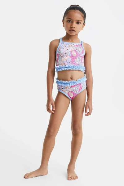 Reiss Lyla - Pink Junior Floral Print Ruffle Bikini, Age 6-7 Years