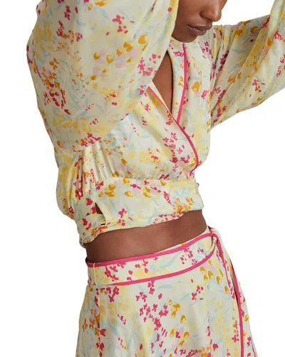 Reiss Lyla Buttercup Printed Blouse In Pink/yellow