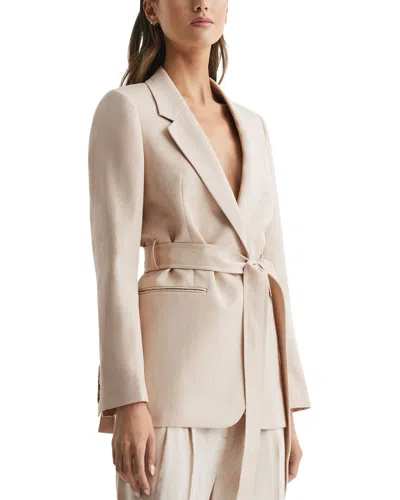 Reiss Lylah Wool-blend Blazer In Neutral