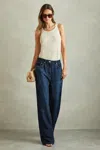 Reiss Dark Blue Lightweight Viscose Blend Relaxed Jeans