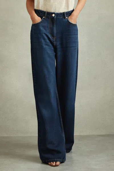 Reiss Dark Blue Petite Lightweight Viscose Blend Relaxed Jeans