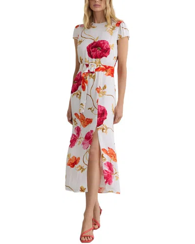 Reiss Lyra Floral Print Belted Midi Dress In Multi