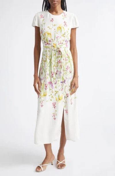 Reiss Lyra Floral Print Crepe Maxi Dress In White