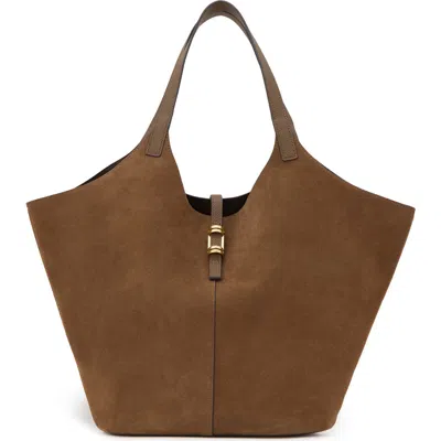 Reiss Lyra Leather & Suede Tote In Brown