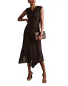 Reiss Chocolate Lyra Mesh Ruched Midi Dress In Chocolate