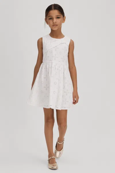 Reiss Kids' Mabel - Ivory Senior Cotton Broderie Lace Dress, Uk 12-13 Yrs