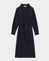 Reiss Womens Mabel Belted Woven Midi Dress Navy In Navy