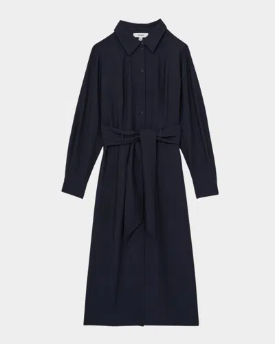 REISS MABEL BELTED SIDE-SLIT MIDI SHIRTDRESS