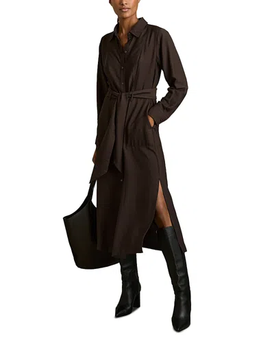 Reiss Mabel Long Sleeve Midi Dress In Charcoal
