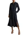 Reiss Womens Mabel Belted Woven Midi Dress Navy In Navy