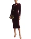 Reiss Macey Cutout Long Sleeve Velvet Maxi Dress In Red