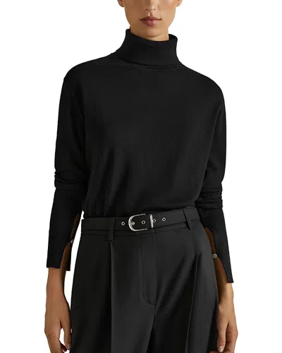 Reiss Womens Black Macy Turtleneck Wool Jumper