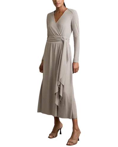 Reiss Madeline Wrap Tie Midi Jersey Dress In Grey