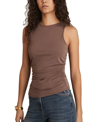 Reiss Madelynne Ruched Side Jersey Top In Brown