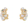 Reiss Mae Zoroya Faux Pearl & Crystal Stud Earrings In Gold