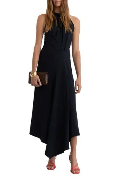 Reiss Maeve Asymmetric Sleeveless Maxi Dress In Black