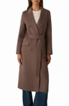 Reiss Maeve Belted Double Breasted Wool Blend Coat In Brown