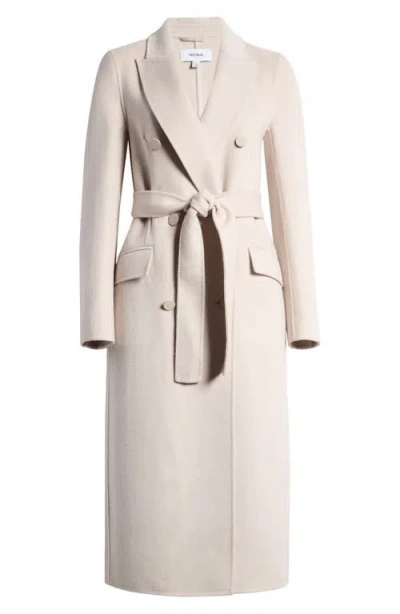 Reiss Maeve Belted Double Breasted Wool Blend Coat In Neutral