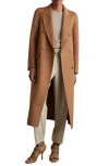 Reiss Toffee Wool Blend Double Breasted Blindseam Coat In Toffee