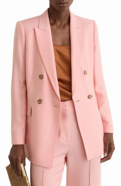 Reiss Magda Double Breasted Blazer In Pink