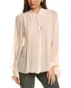 Reiss Womens Nude Magda Pleated Wide-sleeve Woven Blouse In Brown