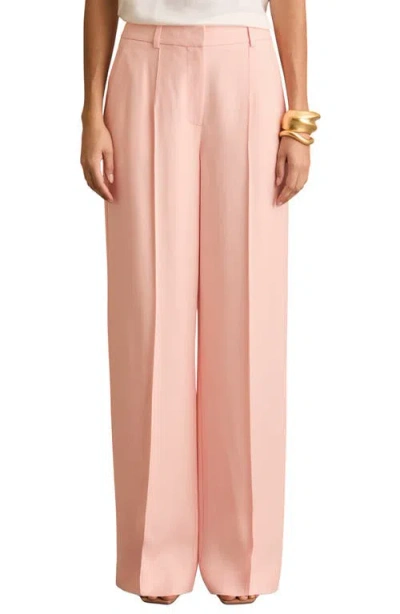 Reiss Magda Pleated Wide Leg Pants In Pink