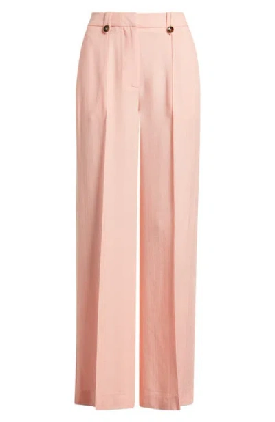 Reiss Magda Wide Leg Pleat Pants In Brown