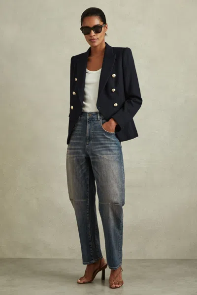 REISS REISS MID BLUE MAHNI BARREL-LEG DART JEANS