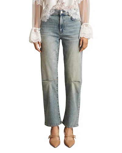 Reiss Mahni High Rise Barrel Leg Jeans In Light Blue