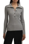 Reiss Maia Rib Cardigan In Grey