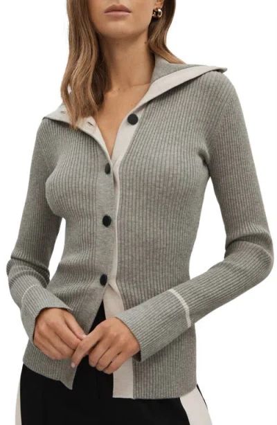 Reiss Maia Rib Cardigan In Grey