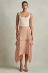 Reiss Maisie Asymmetric Hem Skirt In Nude