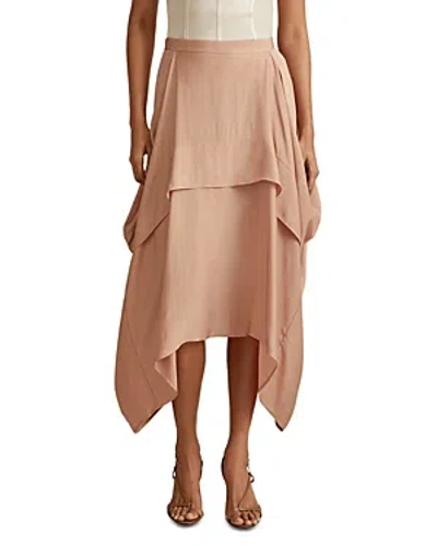 Reiss Maisie Asymmetrical Hem Skirt In Nude